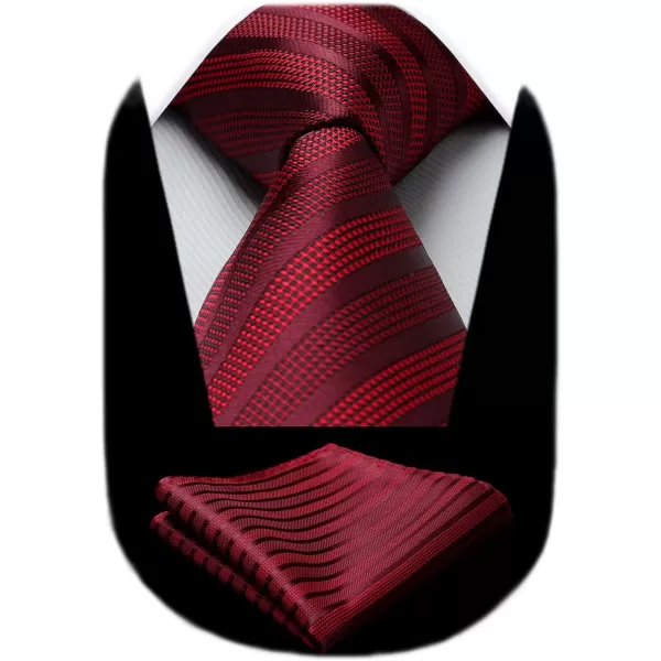 HISDERN Mens Ties Striped Ties for Men Formal Tie and Pocket Square Set Necktie for Wedding Business Graduation