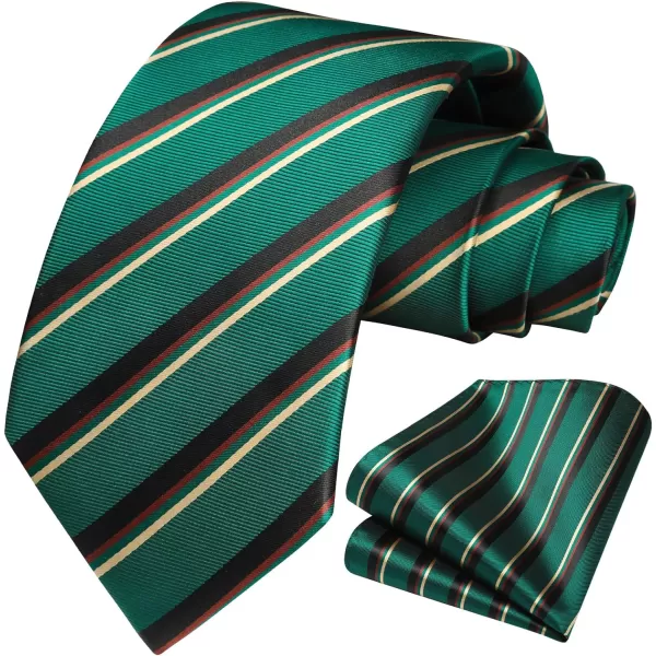 HISDERN Mens Ties Striped Ties for Men Formal Tie and Pocket Square Set Necktie for Wedding Business Graduation