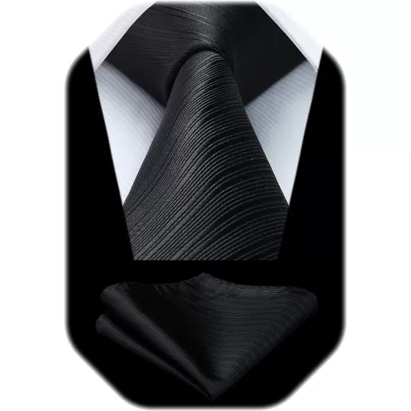 HISDERN Mens Ties Striped Ties for Men Formal Tie and Pocket Square Set Necktie for Wedding Business Graduation
