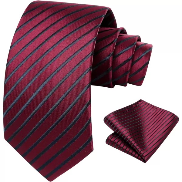 HISDERN Mens Ties Striped Ties for Men Formal Tie and Pocket Square Set Necktie for Wedding Business Graduation