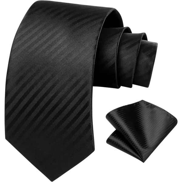 HISDERN Mens Ties Striped Ties for Men Formal Tie and Pocket Square Set Necktie for Wedding Business Graduation