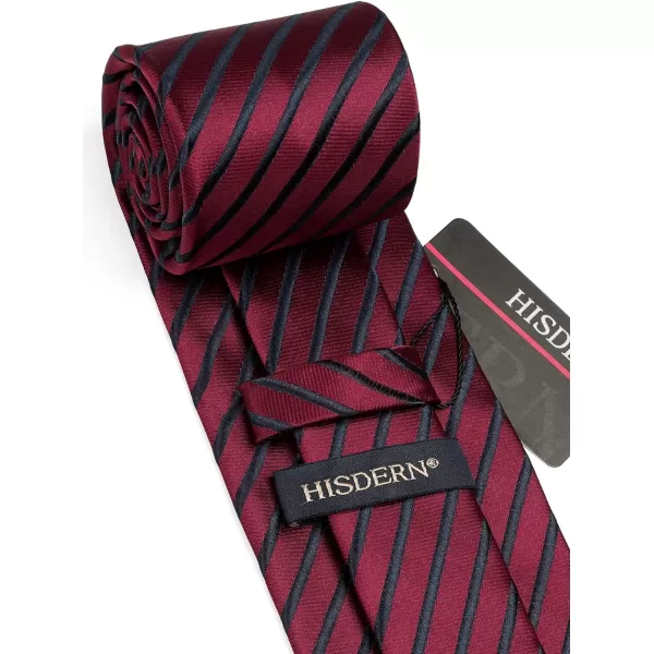 HISDERN Mens Ties Striped Ties for Men Formal Tie and Pocket Square Set Necktie for Wedding Business Graduation