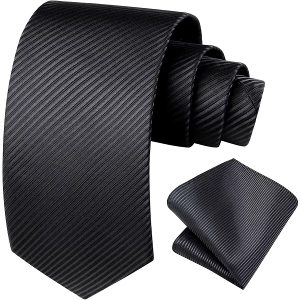 HISDERN Mens Ties Striped Ties for Men Formal Tie and Pocket Square Set Necktie for Wedding Business Graduation