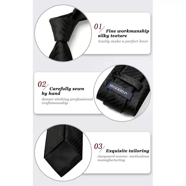 HISDERN Mens Ties Striped Ties for Men Formal Tie and Pocket Square Set Necktie for Wedding Business Graduation