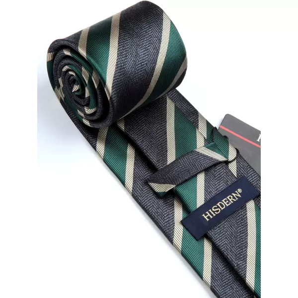 HISDERN Mens Ties Striped Ties for Men Formal Tie and Pocket Square Set Necktie for Wedding Business Graduation