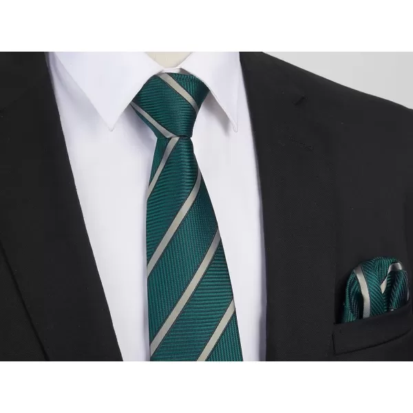 HISDERN Mens Ties Striped Ties for Men Formal Tie and Pocket Square Set Necktie for Wedding Business Graduation