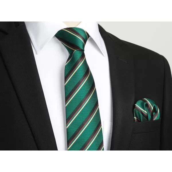 HISDERN Mens Ties Striped Ties for Men Formal Tie and Pocket Square Set Necktie for Wedding Business Graduation