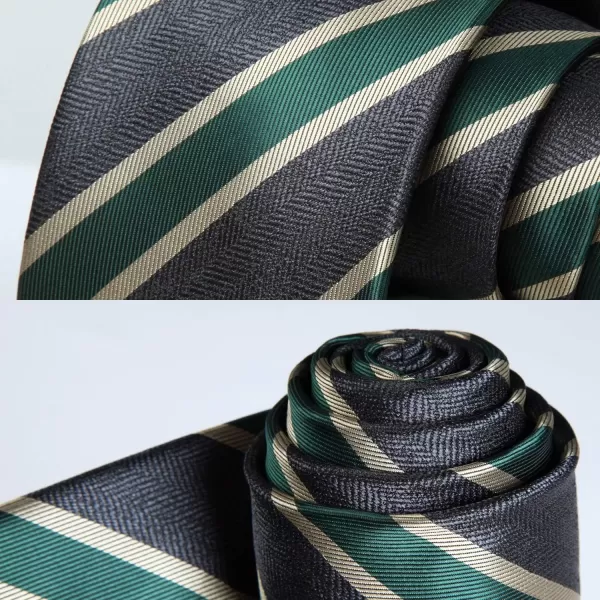 HISDERN Mens Ties Striped Ties for Men Formal Tie and Pocket Square Set Necktie for Wedding Business Graduation