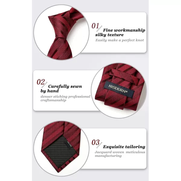 HISDERN Mens Ties Striped Ties for Men Formal Tie and Pocket Square Set Necktie for Wedding Business Graduation