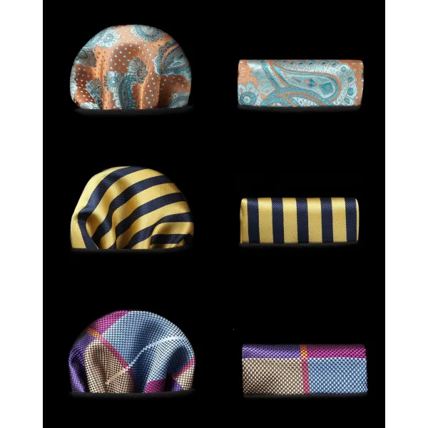 HISDERN Mens Ties and Pocket Square Set Business Elegant Ties for Men Classic Lot 3 Pcs Wedding Party Neckties &amp; Handkerchief