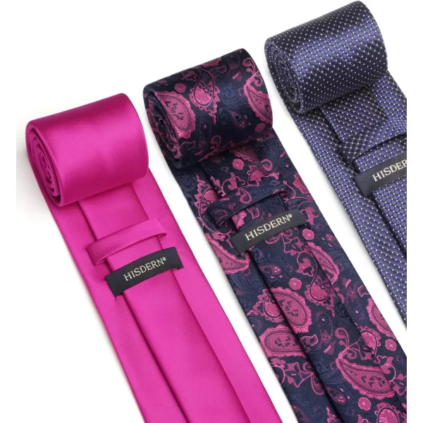 HISDERN Mens Ties and Pocket Square Set Business Elegant Ties for Men Classic Lot 3 Pcs Wedding Party Neckties &amp; Handkerchief