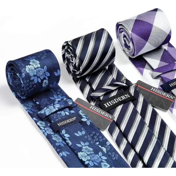 HISDERN Mens Ties and Pocket Square Set Business Elegant Ties for Men Classic Lot 3 Pcs Wedding Party Neckties &amp; Handkerchief