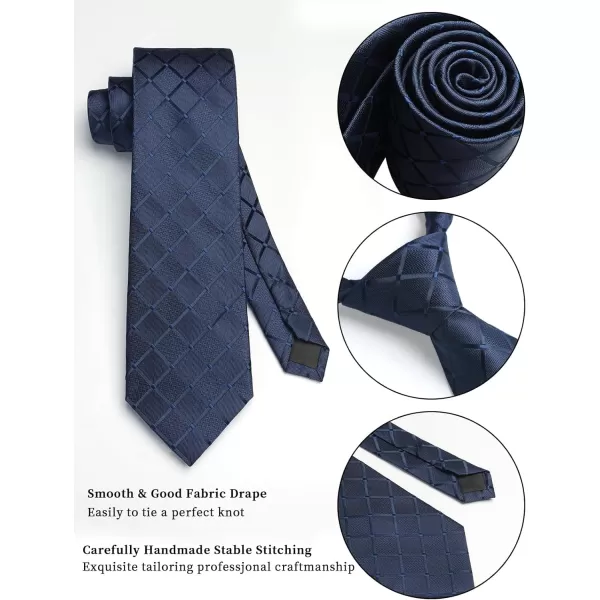 HISDERN Mens Ties and Pocket Square Set Business Elegant Ties for Men Classic Lot 3 Pcs Wedding Party Neckties &amp; Handkerchief