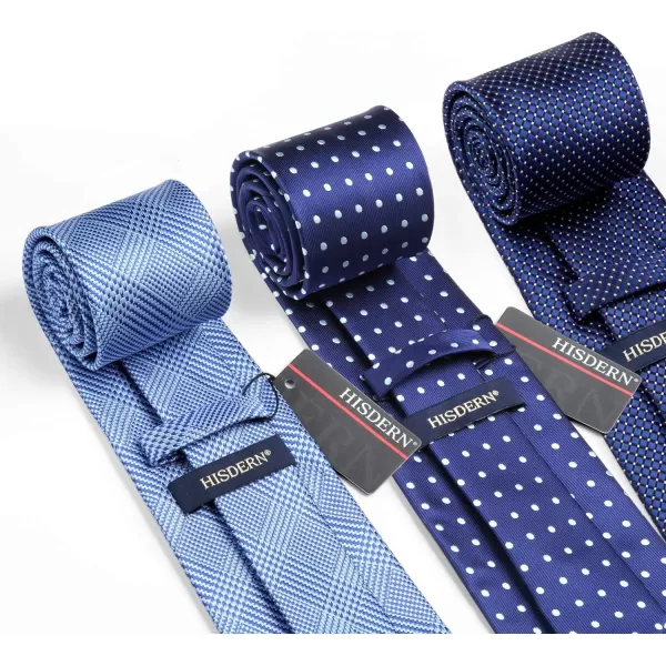 HISDERN Mens Ties and Pocket Square Set Business Elegant Ties for Men Classic Lot 3 Pcs Wedding Party Neckties &amp; Handkerchief
