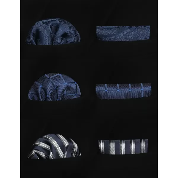 HISDERN Mens Ties and Pocket Square Set Business Elegant Ties for Men Classic Lot 3 Pcs Wedding Party Neckties &amp; Handkerchief