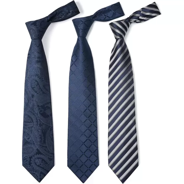 HISDERN Mens Ties and Pocket Square Set Business Elegant Ties for Men Classic Lot 3 Pcs Wedding Party Neckties &amp; Handkerchief