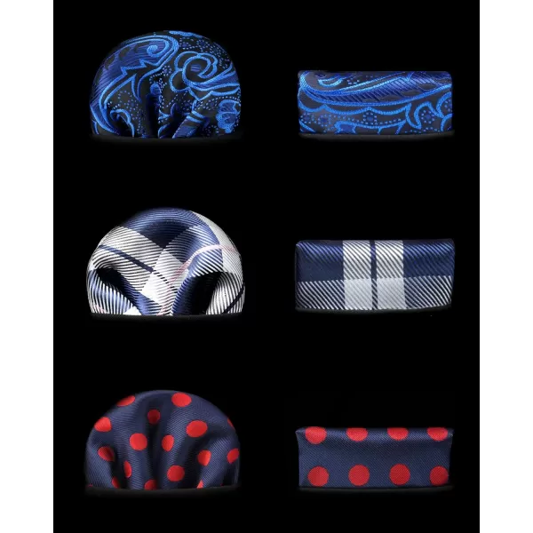 HISDERN Mens Ties and Pocket Square Set Business Elegant Ties for Men Classic Lot 3 Pcs Wedding Party Neckties &amp; Handkerchief