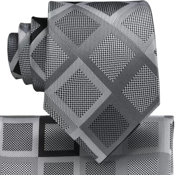 HISDERN Mens Ties and Pocket Square Set Business Elegant Ties for Men Classic Lot 3 Pcs Wedding Party Neckties &amp; Handkerchief