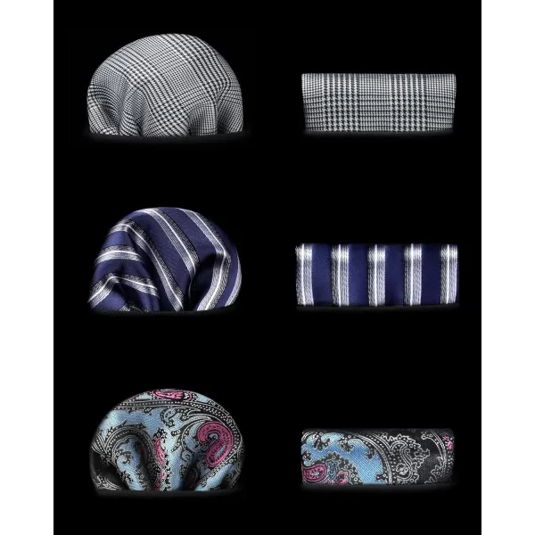 HISDERN Mens Ties and Pocket Square Set Business Elegant Ties for Men Classic Lot 3 Pcs Wedding Party Neckties &amp; Handkerchief