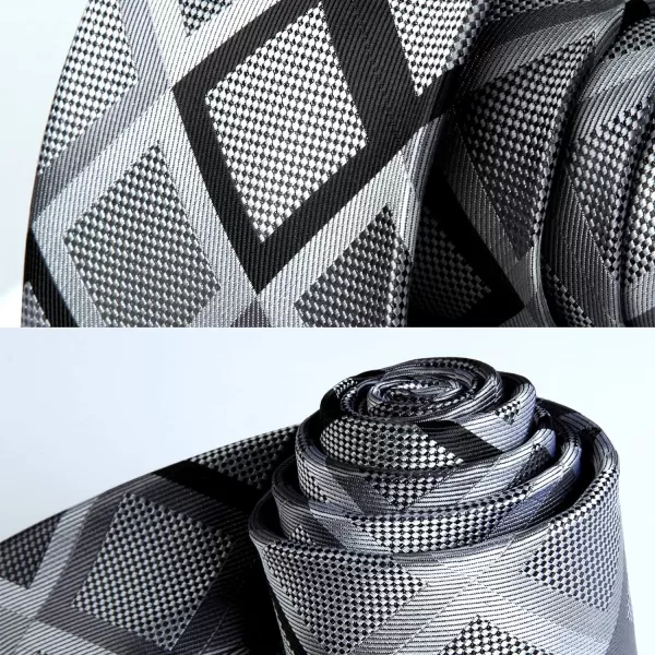 HISDERN Mens Ties and Pocket Square Set Business Elegant Ties for Men Classic Lot 3 Pcs Wedding Party Neckties &amp; Handkerchief