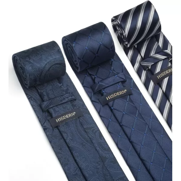 HISDERN Mens Ties and Pocket Square Set Business Elegant Ties for Men Classic Lot 3 Pcs Wedding Party Neckties &amp; Handkerchief