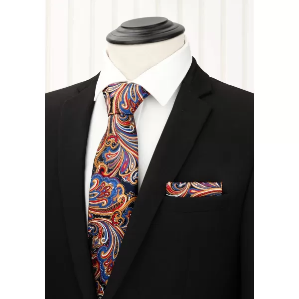HISDERN Mens Ties and Pocket Square Set Business Elegant Ties for Men Classic Lot 3 Pcs Wedding Party Neckties &amp; Handkerchief