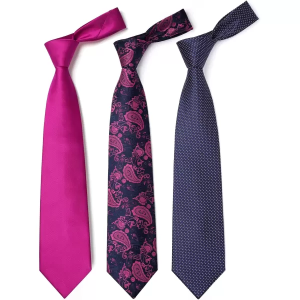 HISDERN Mens Ties and Pocket Square Set Business Elegant Ties for Men Classic Lot 3 Pcs Wedding Party Neckties &amp; Handkerchief