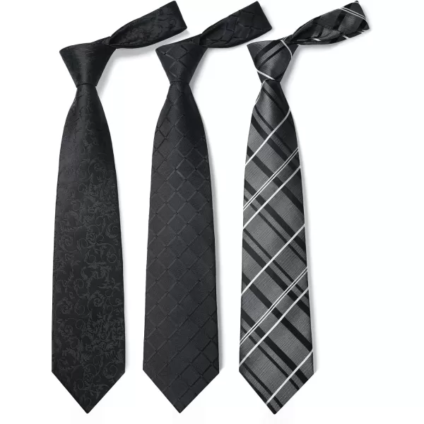 HISDERN Mens Ties and Pocket Square Set Business Elegant Ties for Men Classic Lot 3 Pcs Wedding Party Neckties &amp; Handkerchief