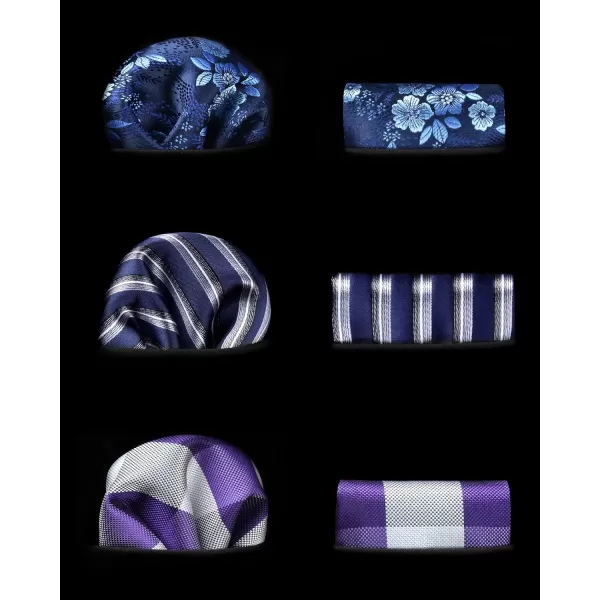 HISDERN Mens Ties and Pocket Square Set Business Elegant Ties for Men Classic Lot 3 Pcs Wedding Party Neckties &amp; Handkerchief