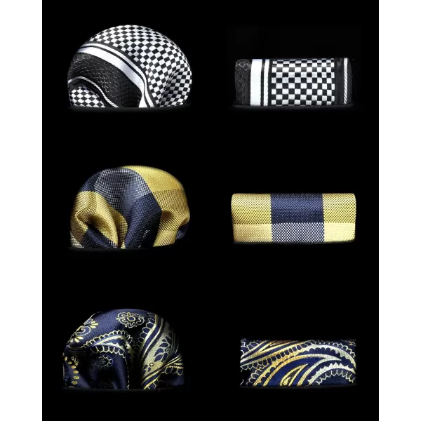 HISDERN Mens Ties and Pocket Square Set Business Elegant Ties for Men Classic Lot 3 Pcs Wedding Party Neckties &amp; Handkerchief