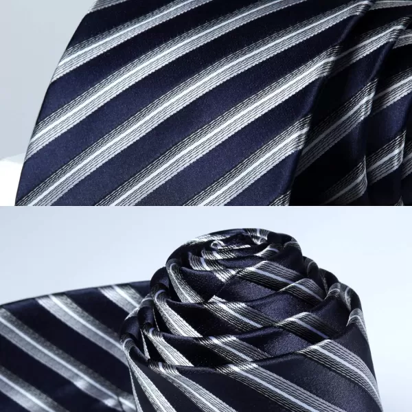 HISDERN Mens Ties and Pocket Square Set Business Elegant Ties for Men Classic Lot 3 Pcs Wedding Party Neckties &amp; Handkerchief