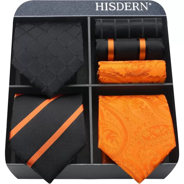 HISDERN Mens Ties and Pocket Square Set Business Elegant Ties for Men Classic Lot 3 Pcs Wedding Party Neckties &amp; Handkerchief