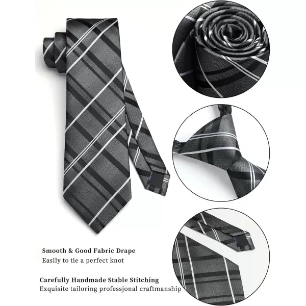 HISDERN Mens Ties and Pocket Square Set Business Elegant Ties for Men Classic Lot 3 Pcs Wedding Party Neckties &amp; Handkerchief