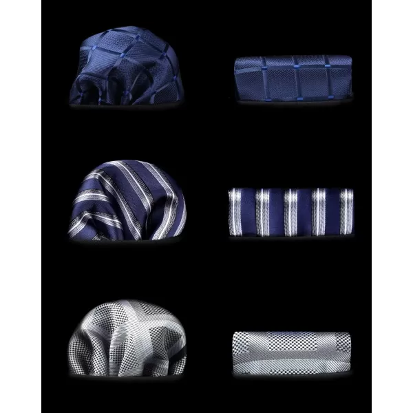 HISDERN Mens Ties and Pocket Square Set Business Elegant Ties for Men Classic Lot 3 Pcs Wedding Party Neckties &amp; Handkerchief