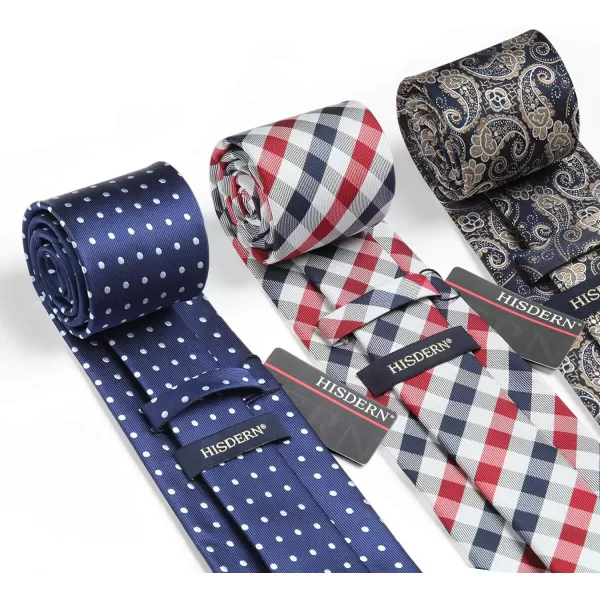HISDERN Mens Ties and Pocket Square Set Business Elegant Ties for Men Classic Lot 3 Pcs Wedding Party Neckties &amp; Handkerchief