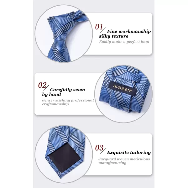 HISDERN Mens Ties for Men Formal Tie with Pocket Square Set Tie Handkerchief Necktie for Men Wedding Party Business