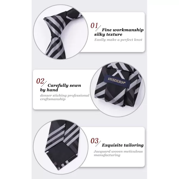 HISDERN Mens Ties for Men Formal Tie with Pocket Square Set Tie Handkerchief Necktie for Men Wedding Party Business