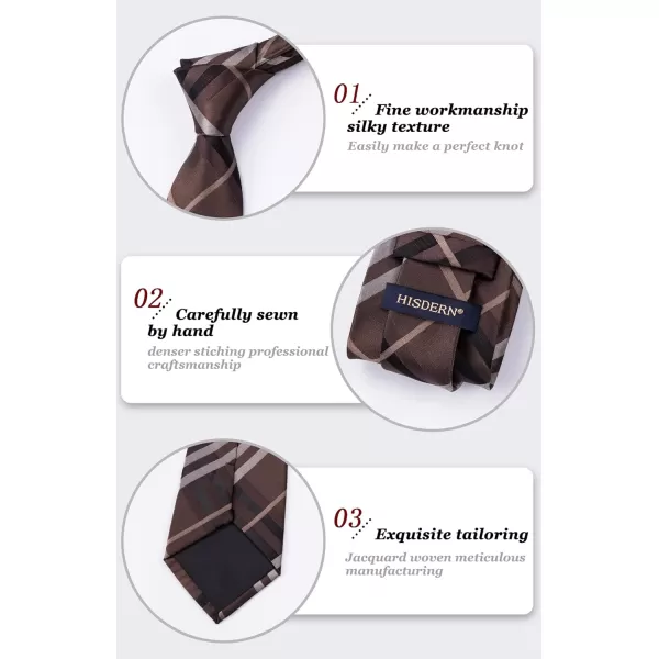 HISDERN Mens Ties for Men Formal Tie with Pocket Square Set Tie Handkerchief Necktie for Men Wedding Party Business