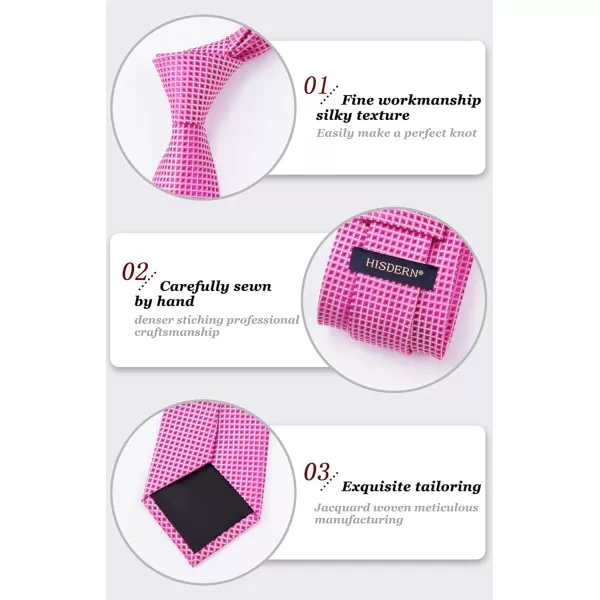 HISDERN Mens Ties for Men Formal Tie with Pocket Square Set Tie Handkerchief Necktie for Men Wedding Party Business