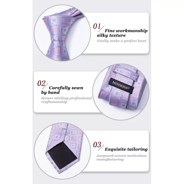 HISDERN Mens Ties for Men Formal Tie with Pocket Square Set Tie Handkerchief Necktie for Men Wedding Party Business