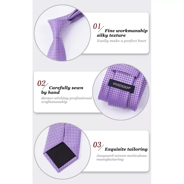 HISDERN Mens Ties for Men Formal Tie with Pocket Square Set Tie Handkerchief Necktie for Men Wedding Party Business