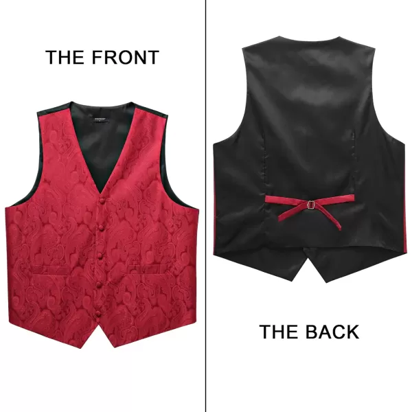 HISDERN Mens Vest Tie Set 3PC Formal Waistcoat Paisley Floral Jacquard Necktie Pocket Square Suit Vests Wedding Party