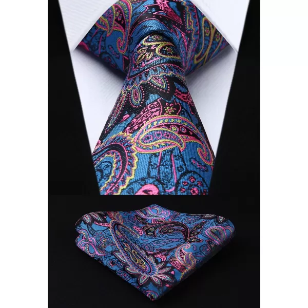 HISDERN Mens Vest Tie Set 3PC Formal Waistcoat Paisley Floral Jacquard Necktie Pocket Square Suit Vests Wedding Party
