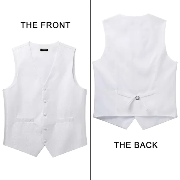 HISDERN Mens Vest Tie Set 3PC Formal Waistcoat Paisley Floral Jacquard Necktie Pocket Square Suit Vests Wedding Party