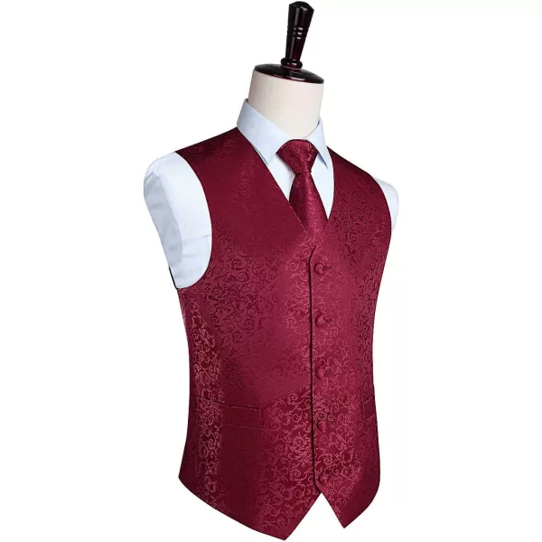 HISDERN Mens Vest Tie Set 3PC Formal Waistcoat Paisley Floral Jacquard Necktie Pocket Square Suit Vests Wedding Party