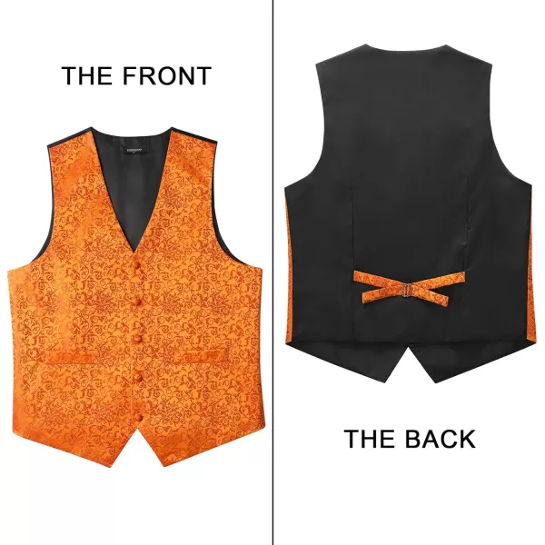 HISDERN Mens Vest Tie Set 3PC Formal Waistcoat Paisley Floral Jacquard Necktie Pocket Square Suit Vests Wedding Party