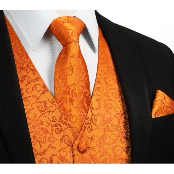 HISDERN Mens Vest Tie Set 3PC Formal Waistcoat Paisley Floral Jacquard Necktie Pocket Square Suit Vests Wedding Party