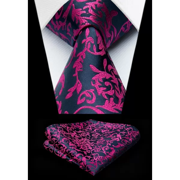 HISDERN Mens Vest Tie Set 3PC Formal Waistcoat Paisley Floral Jacquard Necktie Pocket Square Suit Vests Wedding Party