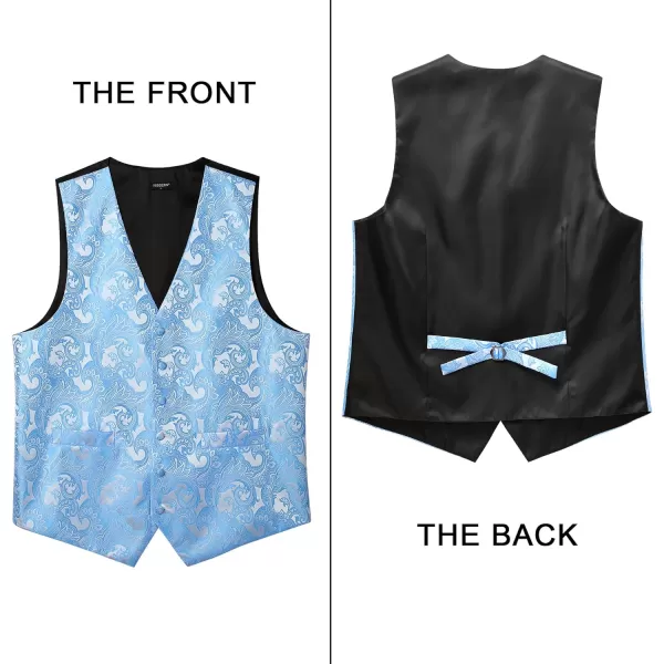 HISDERN Mens Vest Tie Set 3PC Formal Waistcoat Paisley Floral Jacquard Necktie Pocket Square Suit Vests Wedding Party