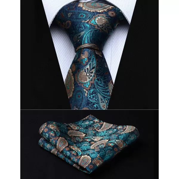HISDERN Mens Vest Tie Set 3PC Formal Waistcoat Paisley Floral Jacquard Necktie Pocket Square Suit Vests Wedding Party